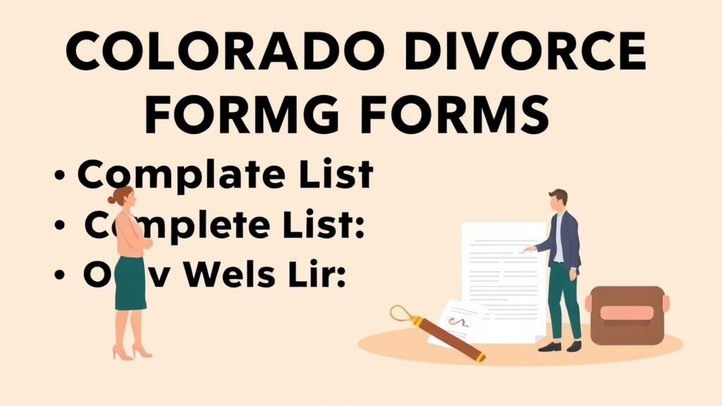 Illustration showing key concepts related to colorado divorce forms: complete list and how to file