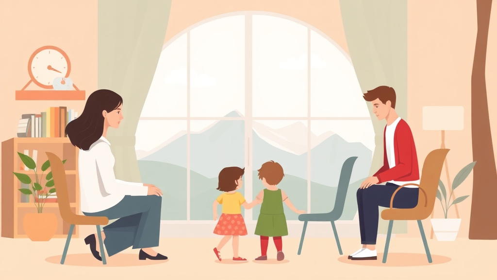Illustration showing key concepts related to divorce with children in colorado: custody and support guide