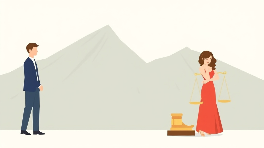 Illustration showing key concepts related to spousal support in colorado: alimony laws and calculations