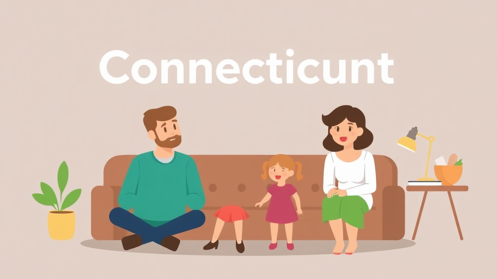 Illustration showing key concepts related to divorce with children in connecticut: custody and support guide