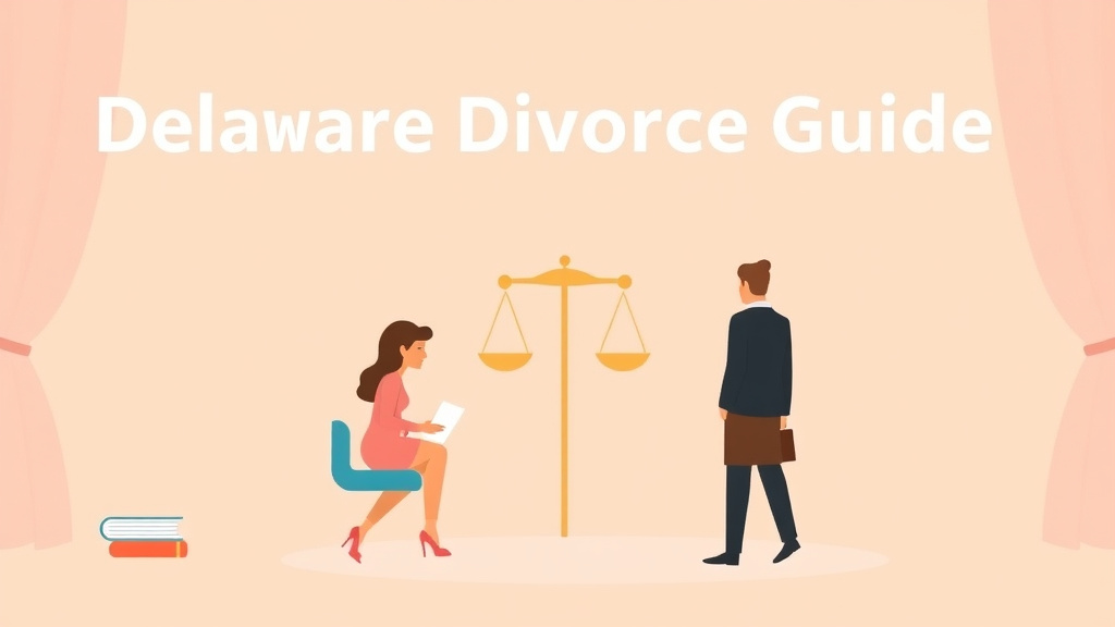 Illustration showing key concepts related to delaware divorce guide: requirements, filing fees, and process