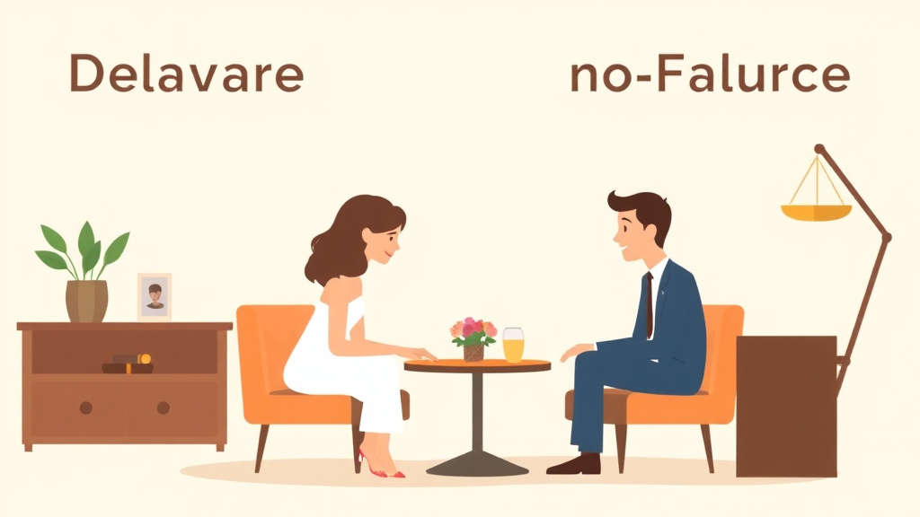 Illustration showing key concepts related to delaware no-fault divorce: how it works
