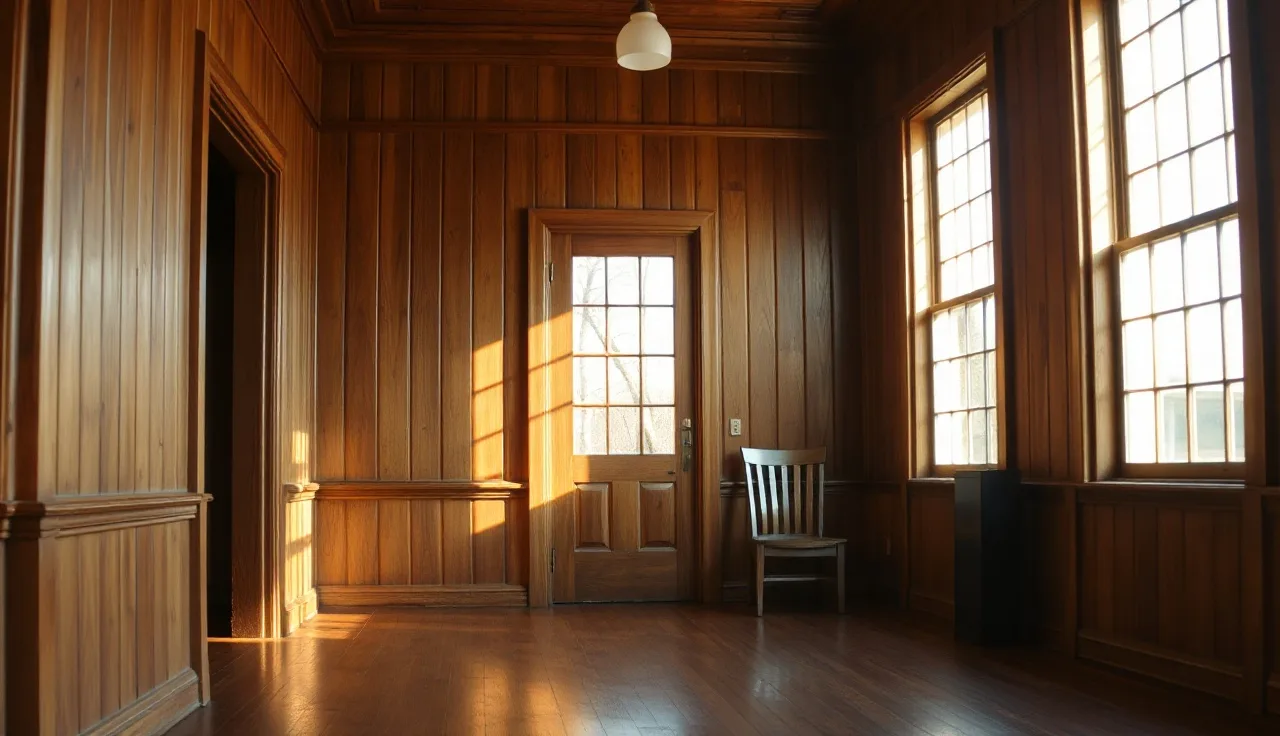Empty courthouse hallway with afternoon light, Texas divorce process setting