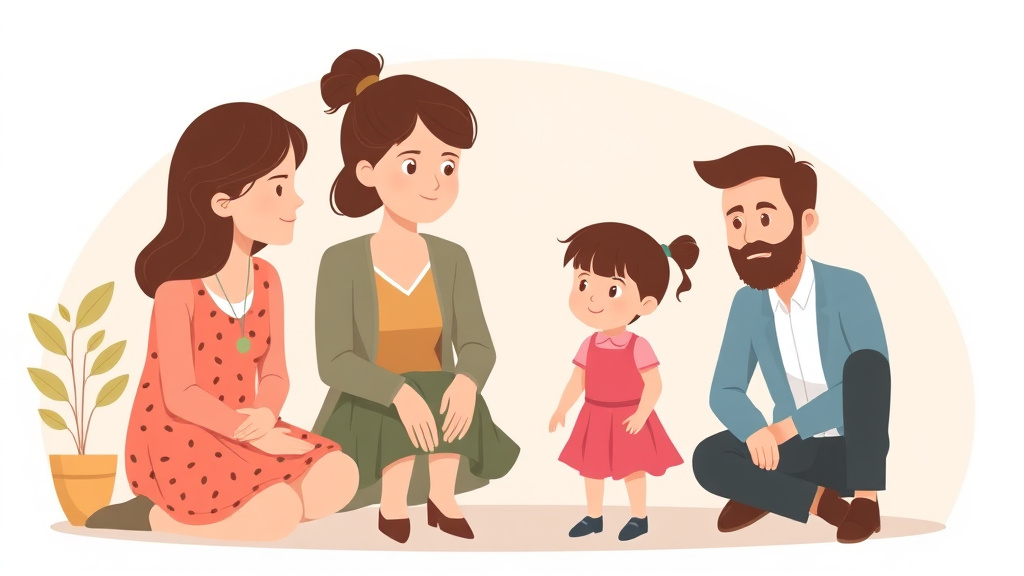 Illustration showing key concepts related to divorce with children in georgia: custody and support guide