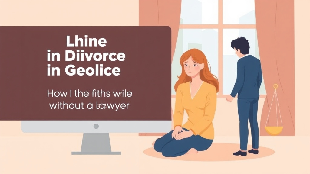 Illustration showing key concepts related to online divorce in georgia: how to file without a lawyer