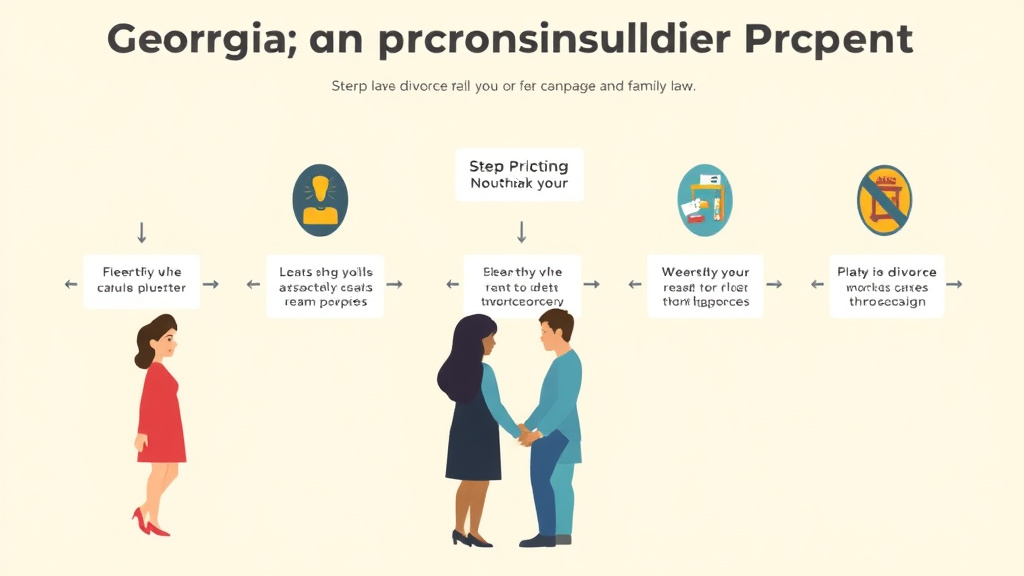 Illustration showing key concepts related to georgia uncontested divorce: step-by-step filing process