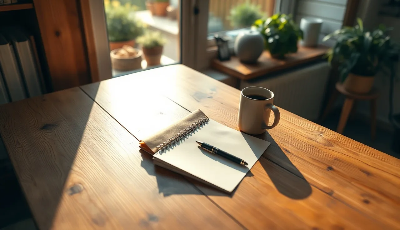 Stack of unsigned papers and a pen on a sunlit kitchen table, suggesting divorce filing preparation