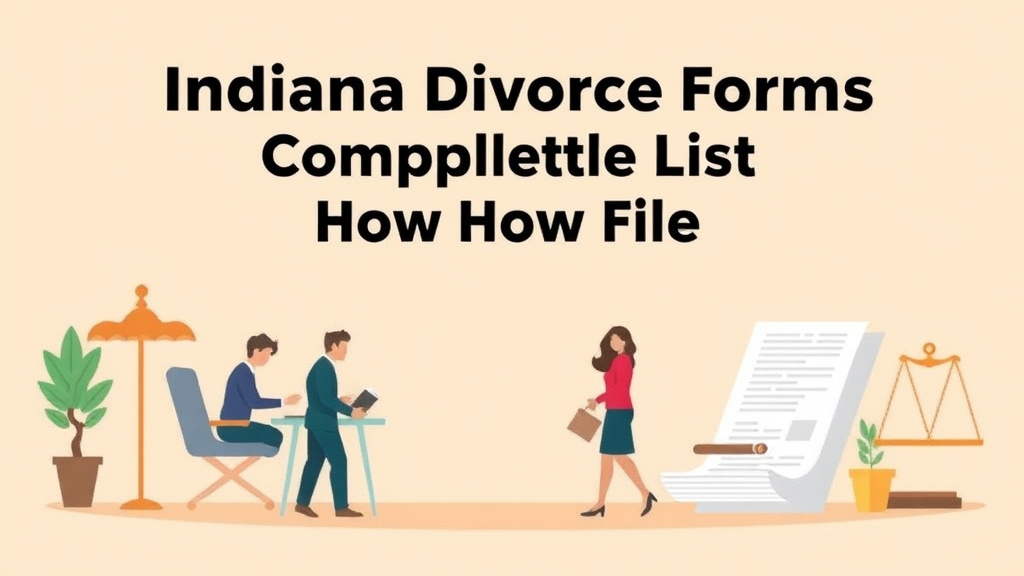 Illustration showing key concepts related to indiana divorce forms: complete list and how to file