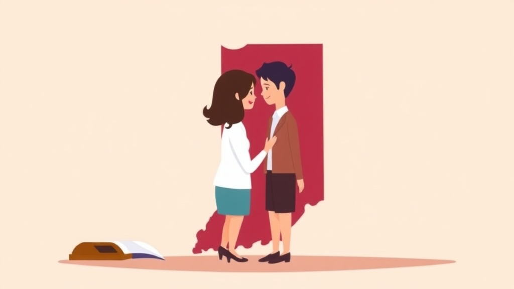 Illustration showing key concepts related to indiana divorce without an attorney: pro se filing guide