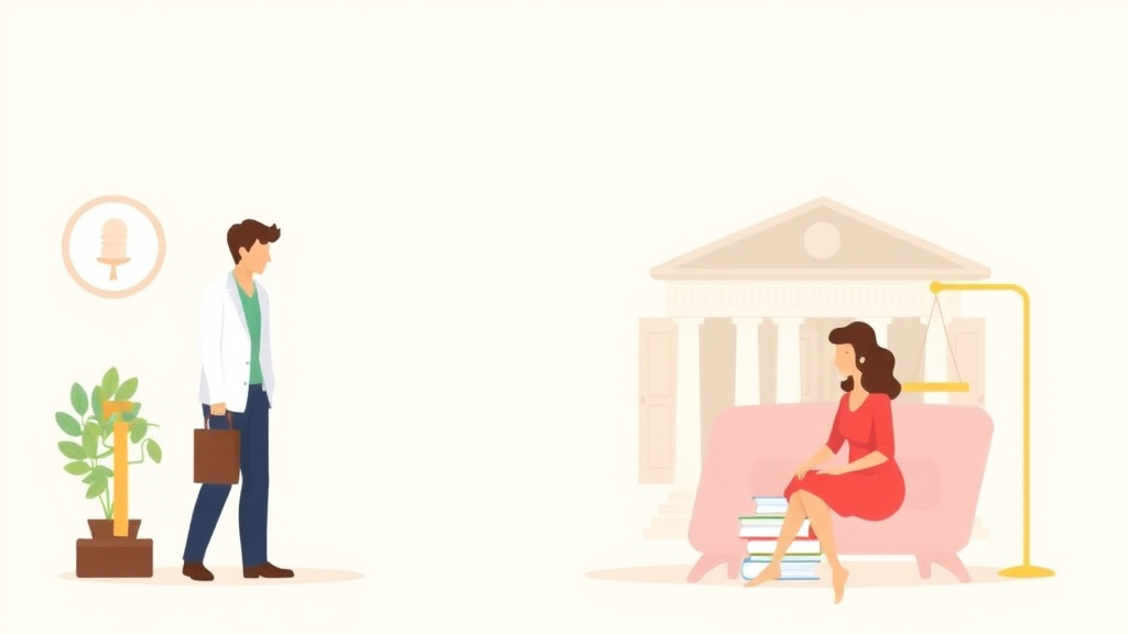Illustration showing key concepts related to kentucky divorce guide: requirements, filing fees, and process