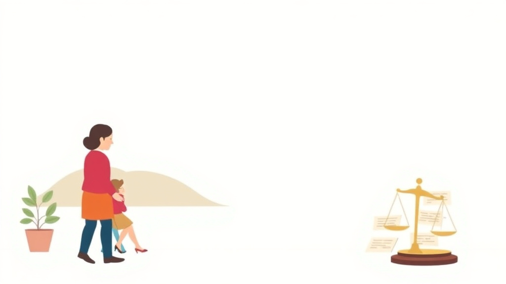 Illustration showing key concepts related to maine divorce guide: requirements, filing fees, and process