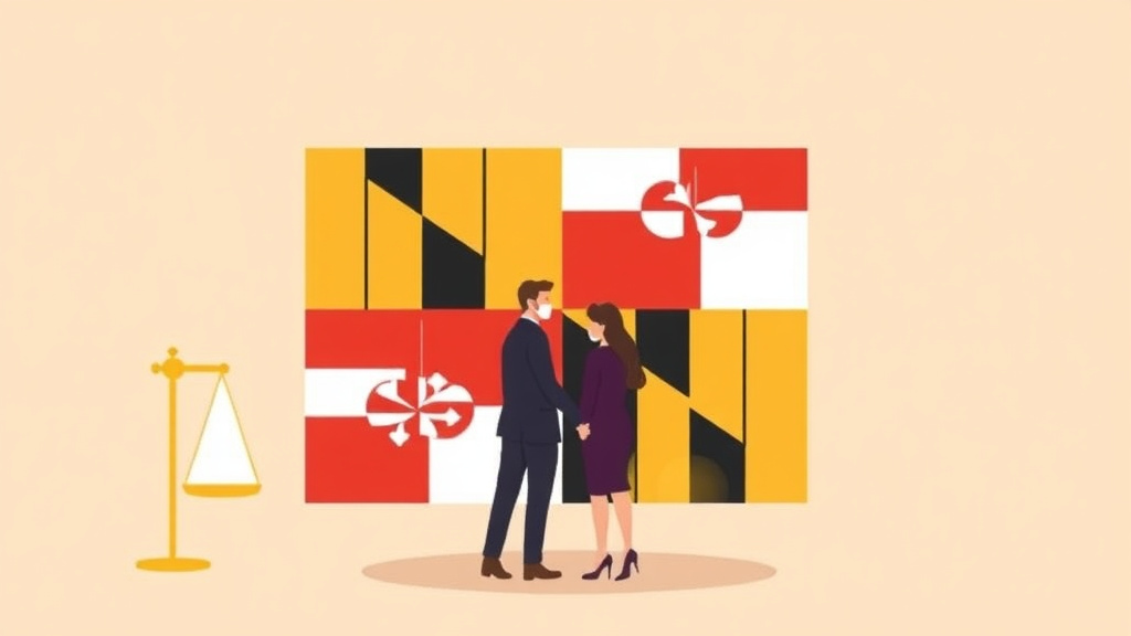 Illustration showing key concepts related to maryland divorce guide: requirements, filing fees, and process