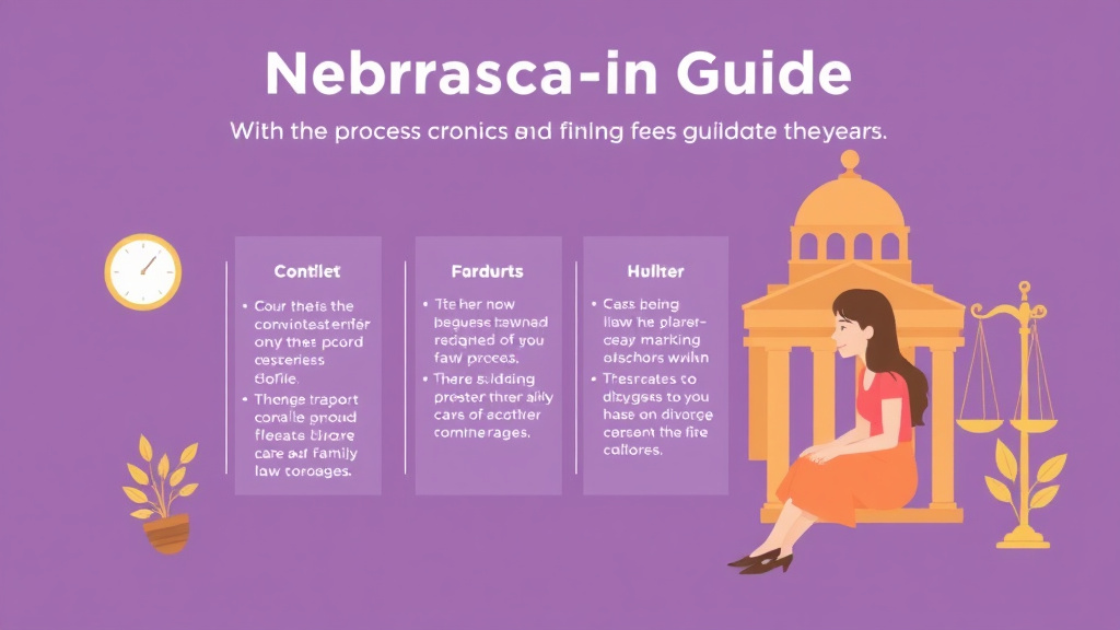Illustration showing key concepts related to nebraska divorce guide: requirements, filing fees, and process