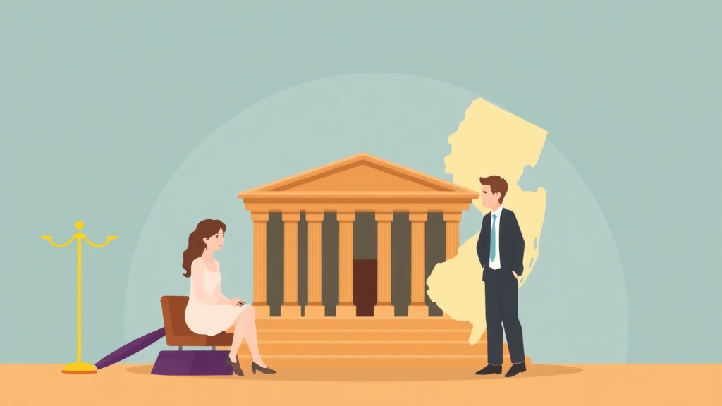 Illustration showing key concepts related to new jersey divorce mediation: court rules and requirements