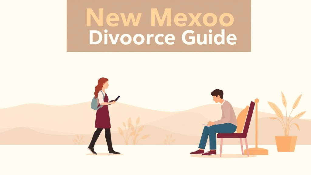 Illustration showing key concepts related to new mexico divorce guide: requirements, filing fees, and process
