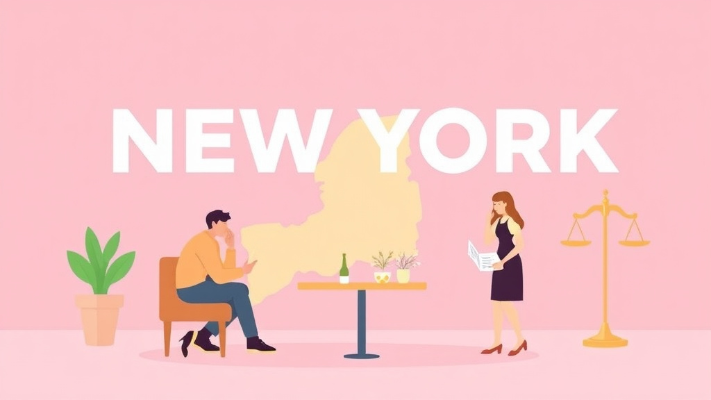 Illustration showing key concepts related to new york divorce guide: requirements, filing fees, and process