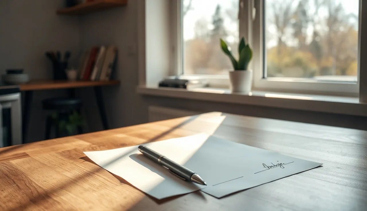 Two unsigned documents on a kitchen table representing a Kentucky separation agreement