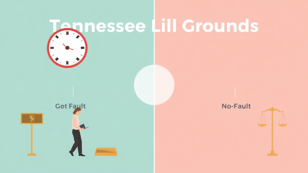 Illustration showing key concepts related to tennessee divorce grounds: 15 fault-based and no-fault options
