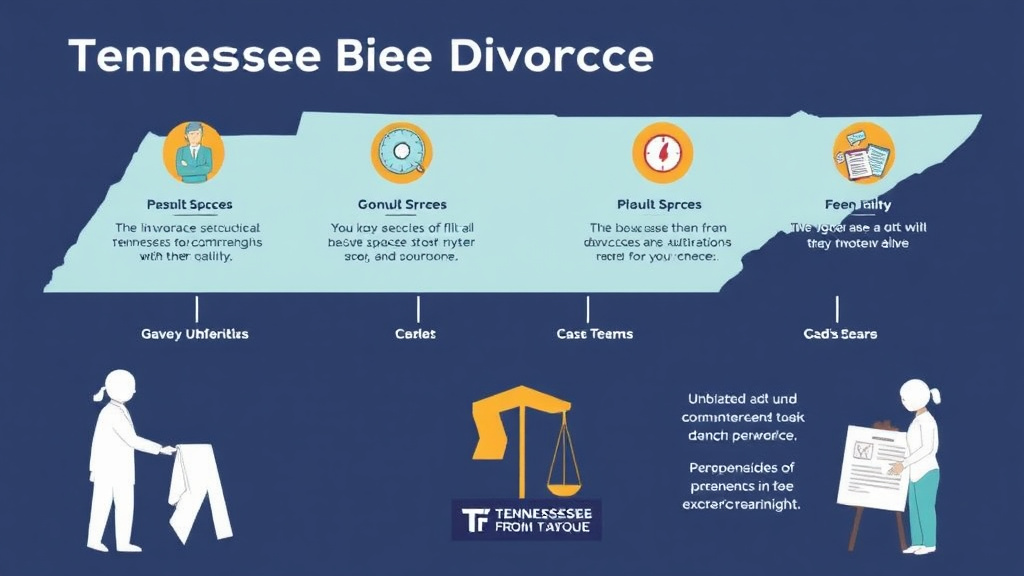 Illustration showing key concepts related to tennessee divorce guide: requirements, filing fees, and process