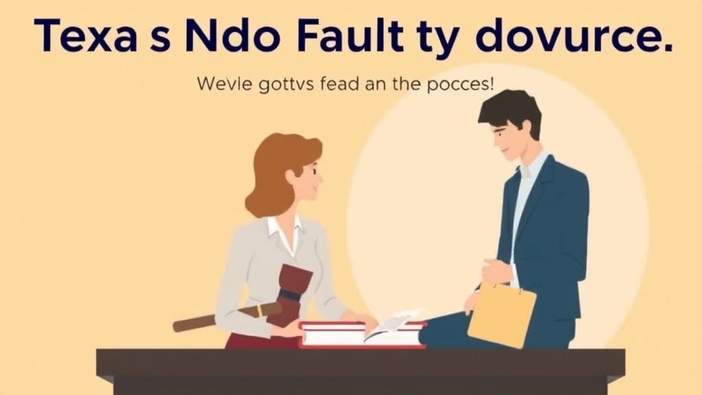 Illustration showing key concepts related to texas no-fault divorce: how to file without proving fault