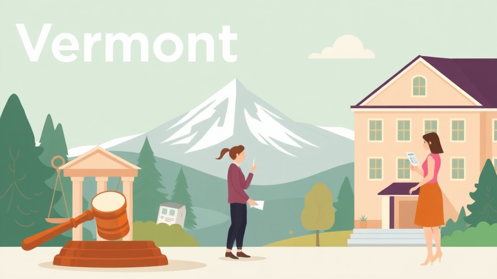 Illustration showing key concepts related to vermont divorce guide: requirements, filing fees, and process
