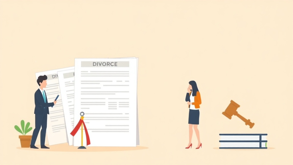 Illustration showing key concepts related to virginia divorce forms: complete list and how to file