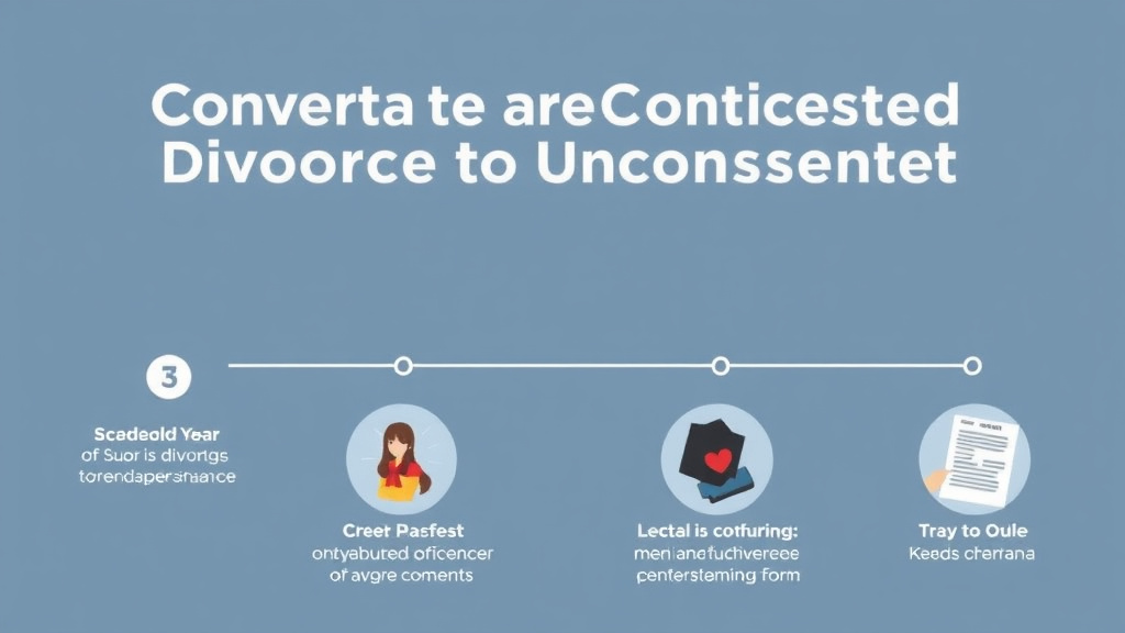 Visual guide for practical steps in converting a contested divorce to uncontested: how to reach agreement