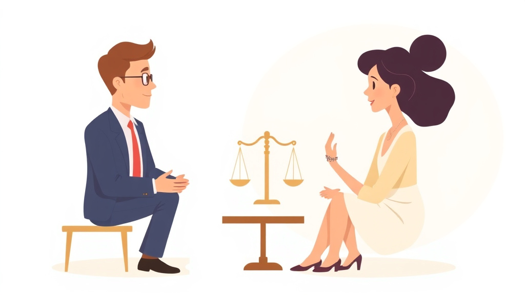 Illustration showing key concepts related to uncontested divorce in alabama: requirements, cost, and process