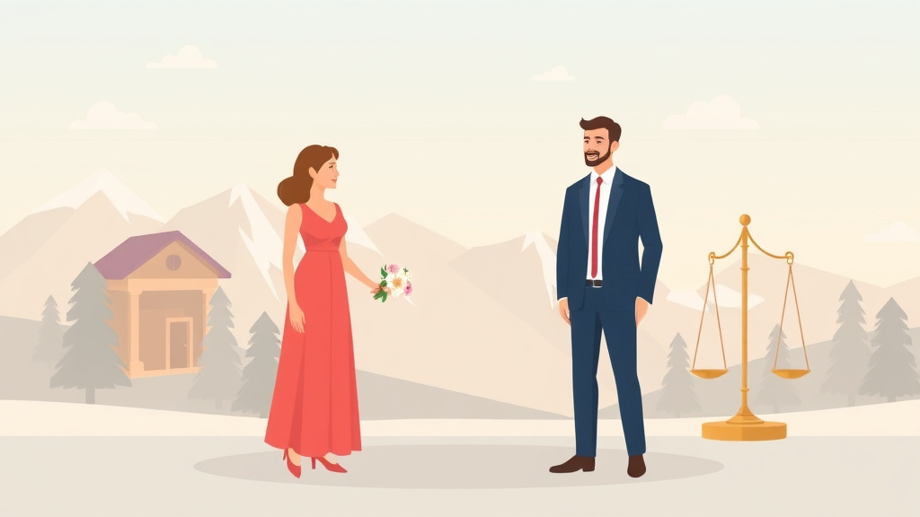 Illustration showing key concepts related to uncontested divorce in alaska: requirements, cost, and process