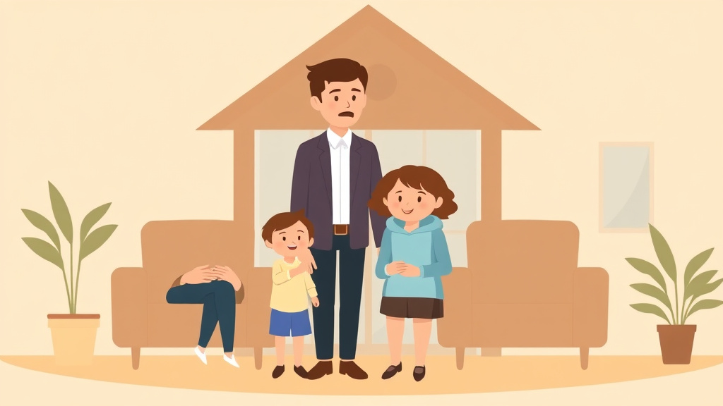 Illustration showing key concepts related to uncontested divorce with a family business