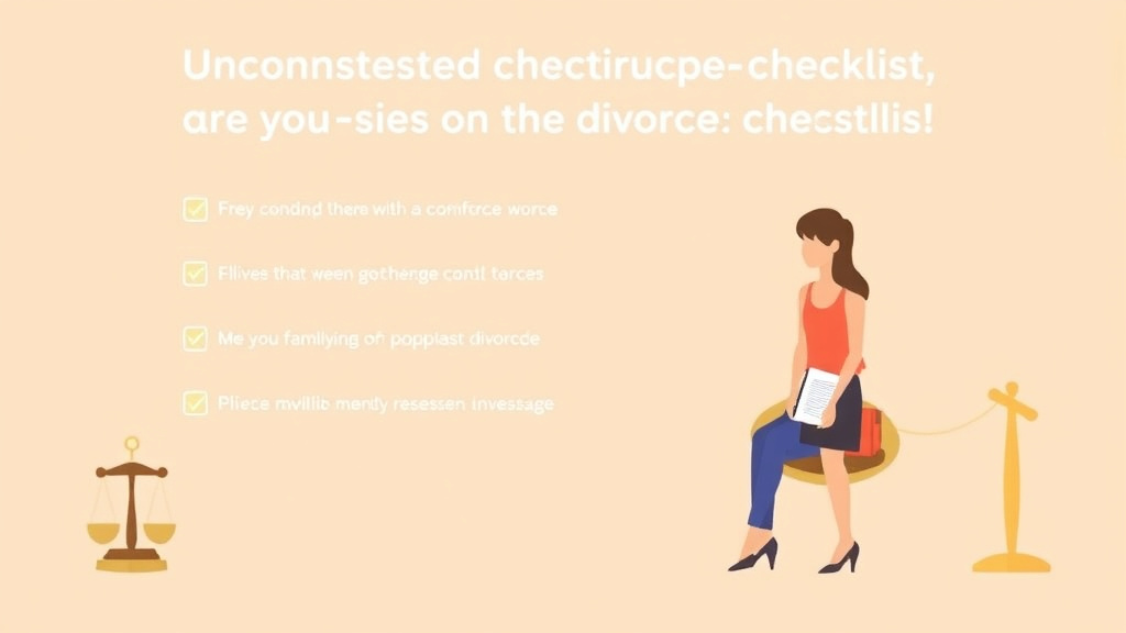 Illustration showing key concepts related to uncontested divorce checklist: everything you need