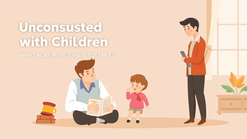 Illustration showing key concepts related to uncontested divorce with children: what agreements you need