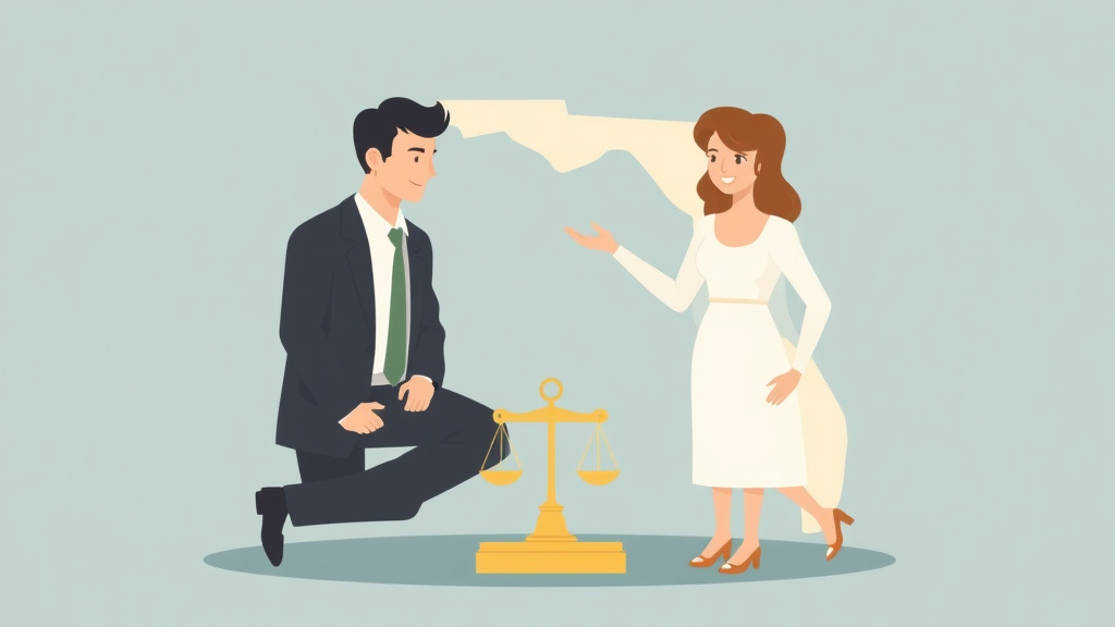 Illustration showing key concepts related to uncontested divorce in florida: requirements, cost, and process