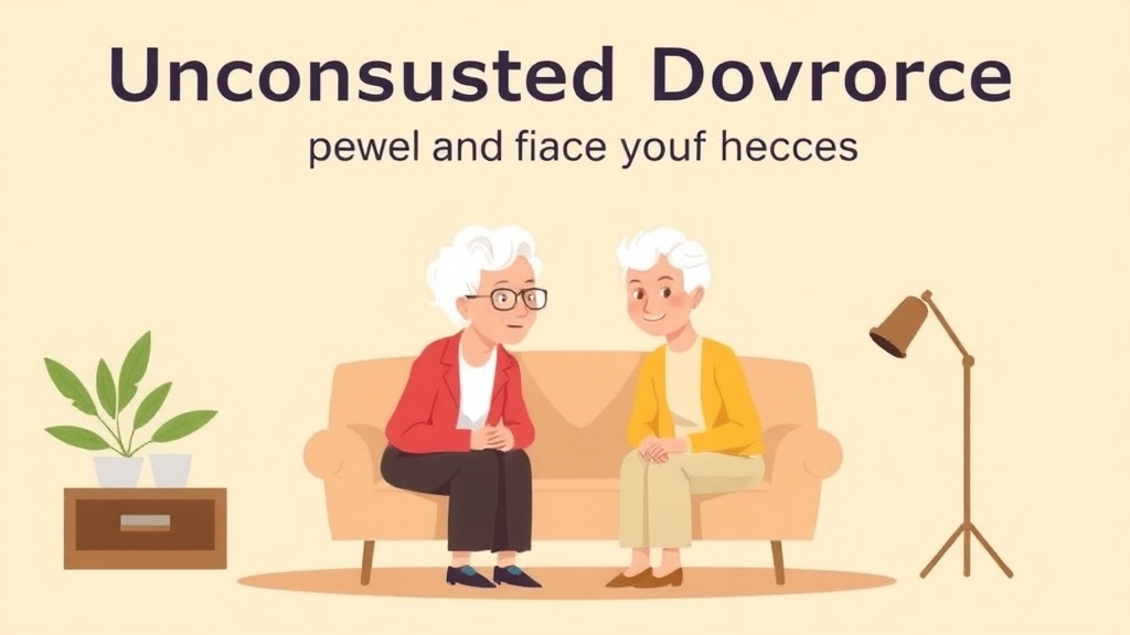Illustration showing key concepts related to uncontested divorce for seniors: simplifying the process