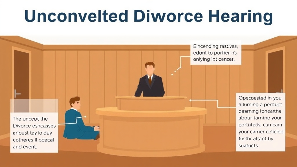 Visual guide for practical steps in uncontested divorce hearing: what happens in court