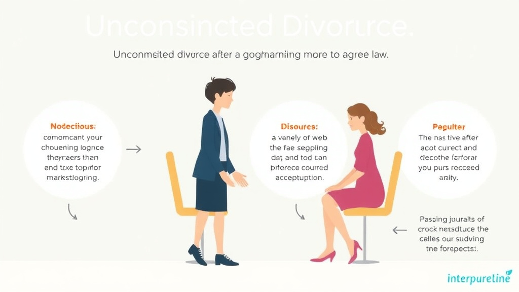 Illustration showing key concepts related to uncontested divorce after a long marriage: more to agree on
