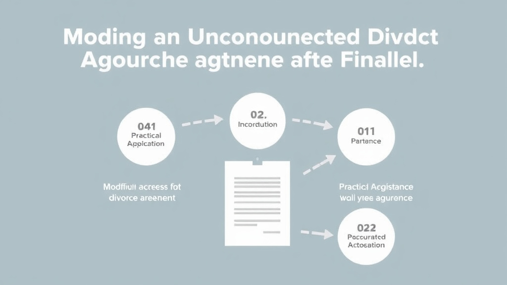 Visual guide for practical steps in modifying an uncontested divorce agreement after finalization