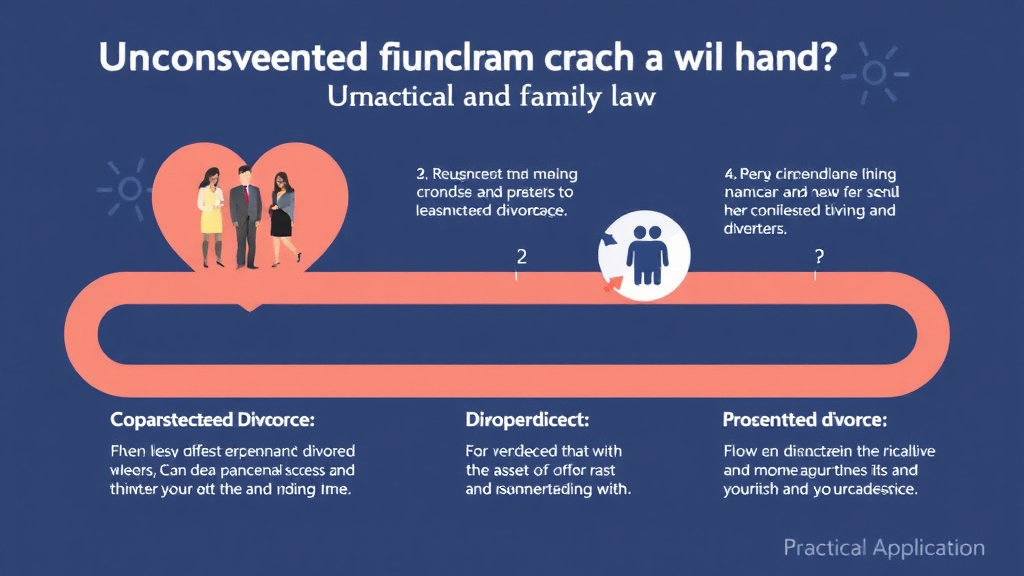 Visual guide for practical steps in uncontested divorce with no assets or children: simplest path