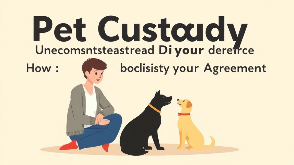 Illustration showing key concepts related to pet custody in uncontested divorce: how to include it in your agreement