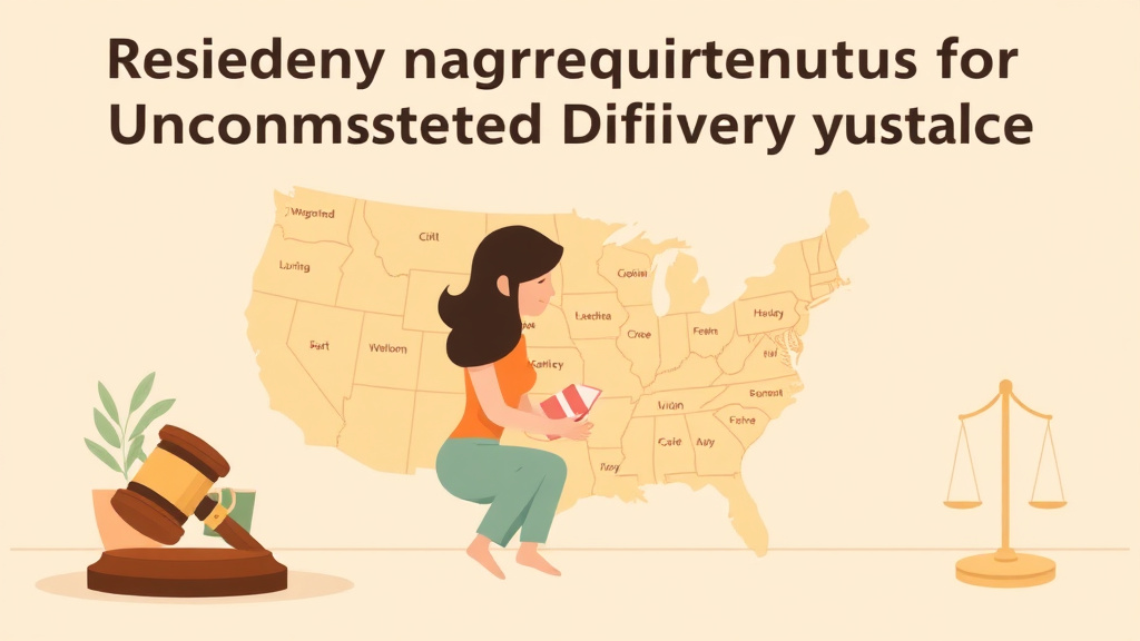 Illustration showing key concepts related to residency requirements for uncontested divorce by state