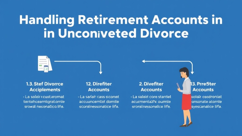 Visual guide for practical steps in handling retirement accounts in an uncontested divorce