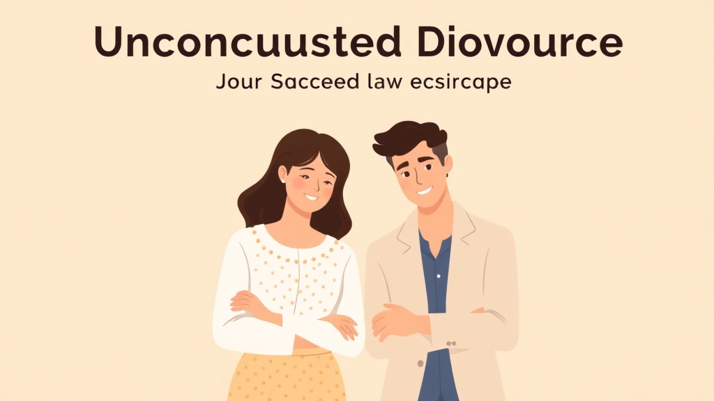 Illustration showing key concepts related to uncontested divorce for same-sex couples