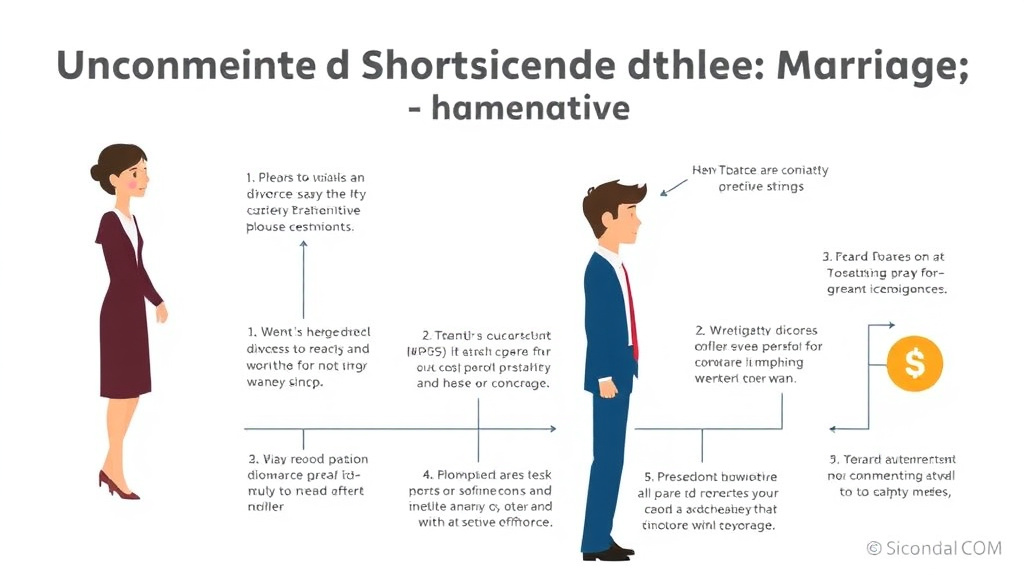 Visual guide for practical steps in uncontested divorce after a short marriage