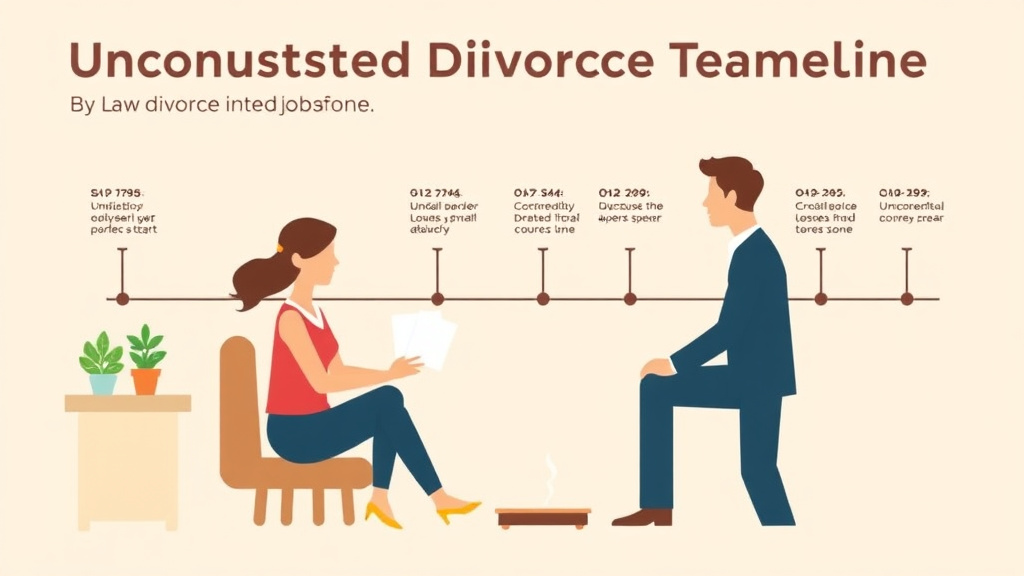 Illustration showing key concepts related to uncontested divorce timeline by state: how fast can it be done