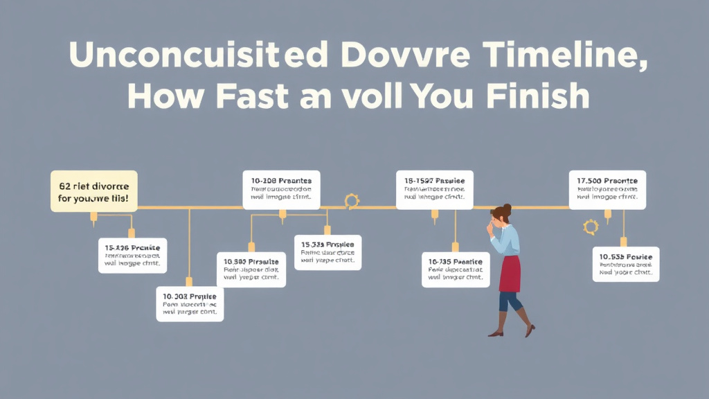 Illustration showing key concepts related to uncontested divorce timeline: how fast can you finish
