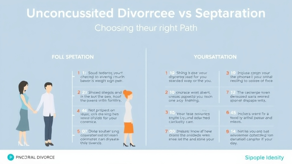 Visual guide for practical steps in uncontested divorce vs. legal separation: choosing the right path