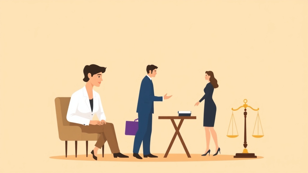 Illustration showing key concepts related to uncontested divorce with a lawyer: when to hire one