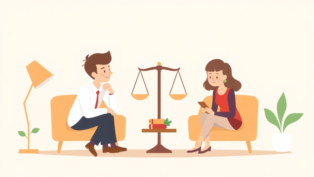 Illustration showing key concepts related to uncontested divorce without children: simplified process