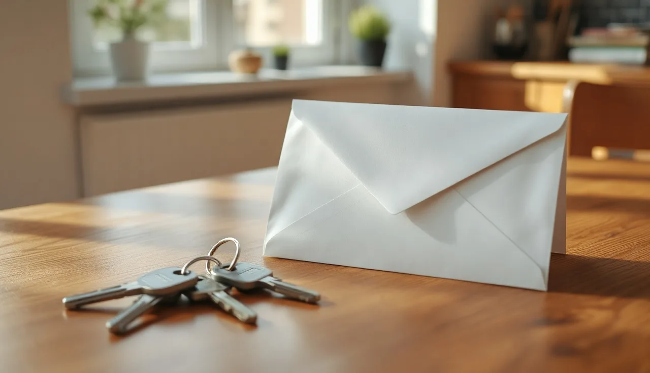 Certified mail envelope on a kitchen table representing divorce papers served by mail